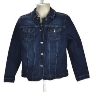 Bobson Vintage Spec Dark Wash Button Down Denim Jean Jacket / Coat Size L